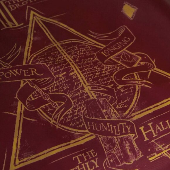 Harry Potter Deathly Hallows Shopping Tote Bag Reusable Red - Picture 4 of 6